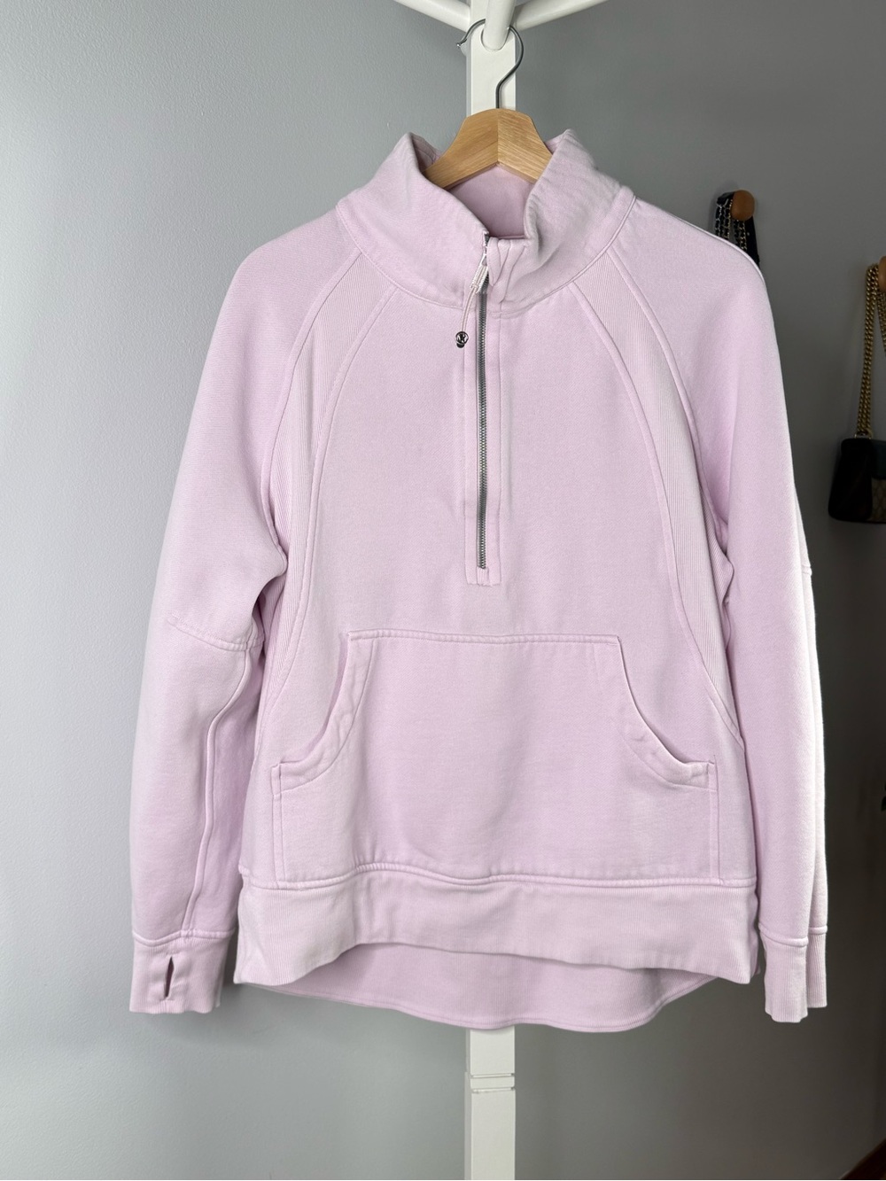 Light Pink Half-Zip Pullover Sweatshirt - Women's